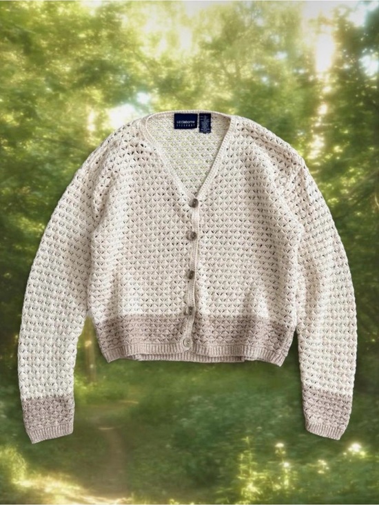 Liz Claiborne Sweaters - Liz Claiborne Liz Sport Linen Cotton Open Knit Cardigan Cottage Cozy Boho
